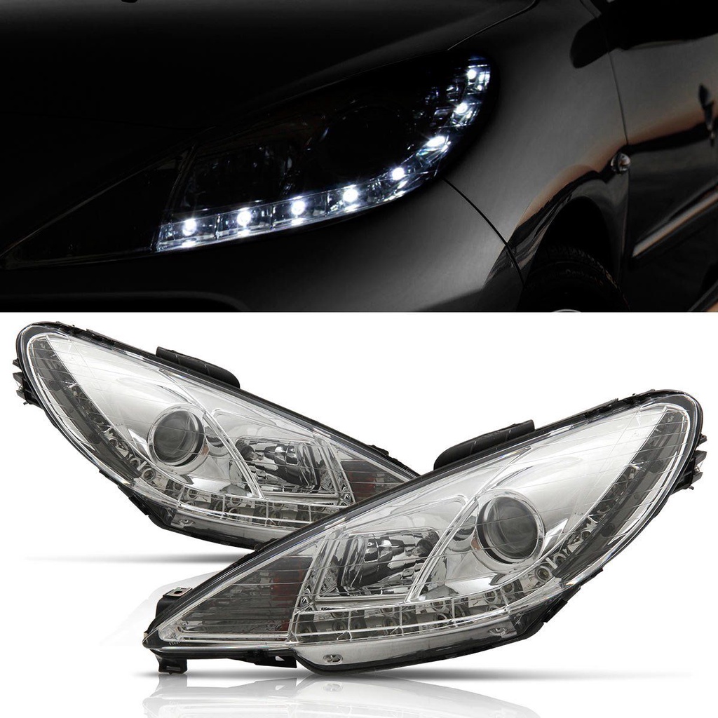 Par Farol Led Peugeot 206 98 99 00 01 02 03 04 05 2006 2007 2008 2009 2010 Foco Duplo Cromado em Oferta na Shopee