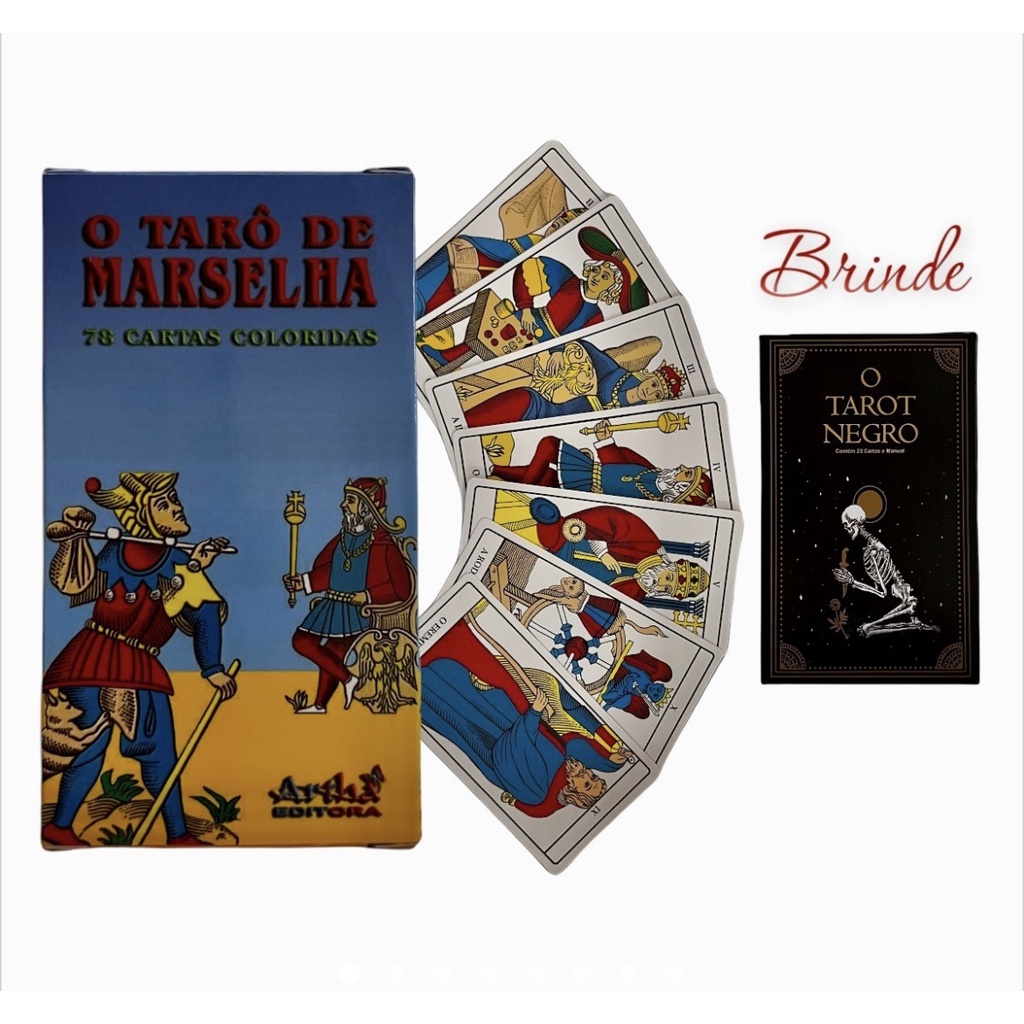 Baralho Tarot Tarô De Marselha Original 78 Cartas Plastificadas e Manual  Colorido - Escorrega o Preço