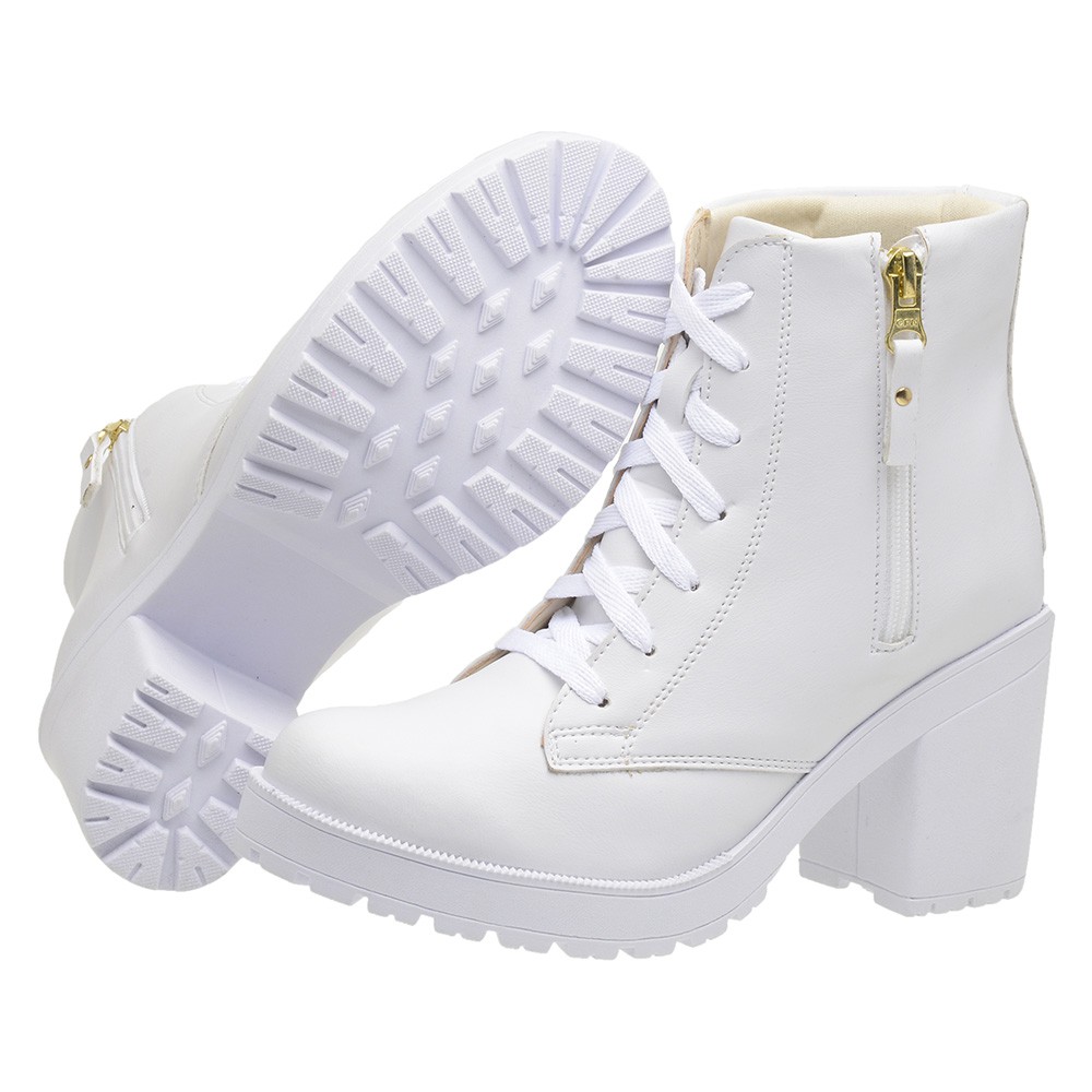 coturno bota feminina cano curto salto alto tratorado