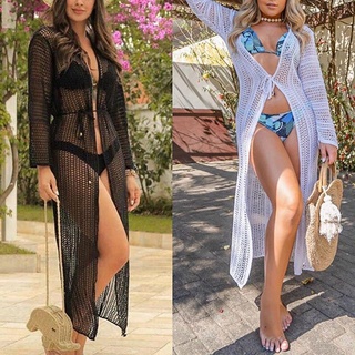 Saida de Praia kimono Longa e Aberta tricot feminino Moda  Verão 2025