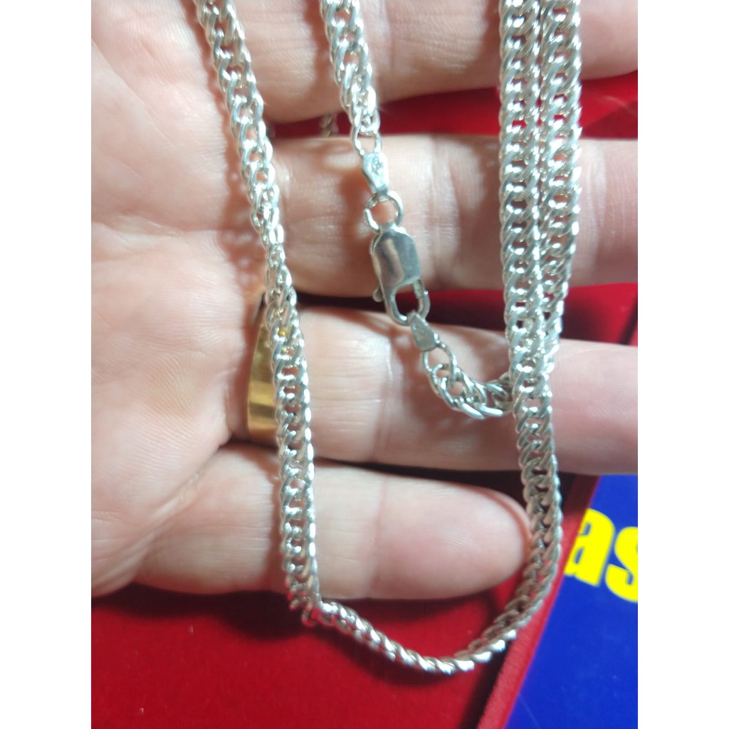 widower Link embarrassed Cordão corrente de Prata 950 elos duplo 30 gramas maciço 60 cm 5 mm |  Shopee Brasil