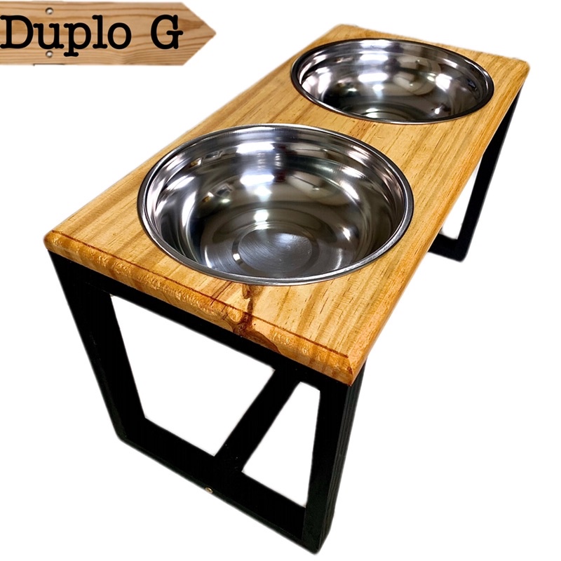 Comedouro Elevado Duplo Para Cães - G