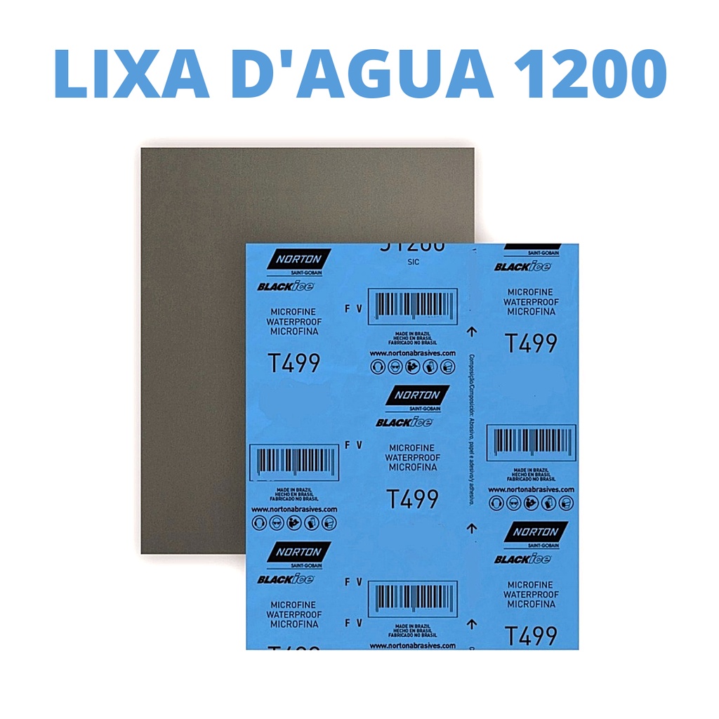 Lixa D´agua Grão 1200 / 1500 / 2000 / 2500 Norton Para Polimento Geral E Automotivo BlackIce Ref. T499