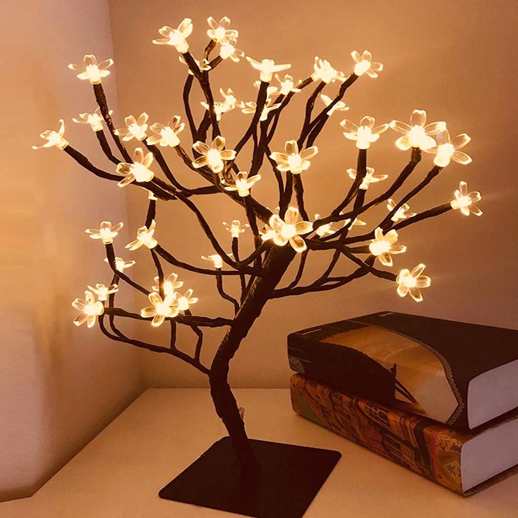 Árvore Abajur Decoração Flor Cerejeira Cor Branco Quente 110v