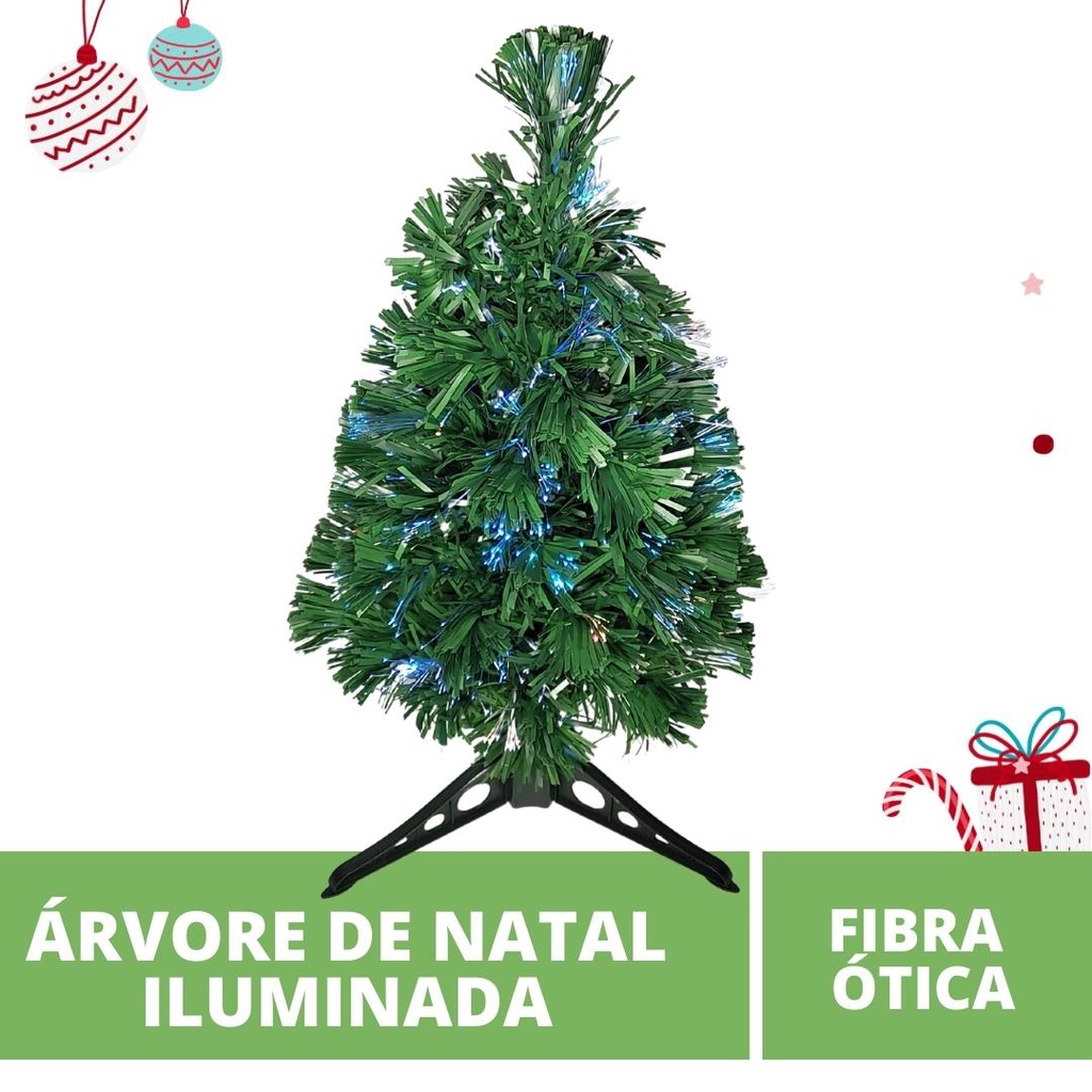 Arvore de Natal de Fibra ótica 60 cm iluminada 50 pontas | Shopee Brasil