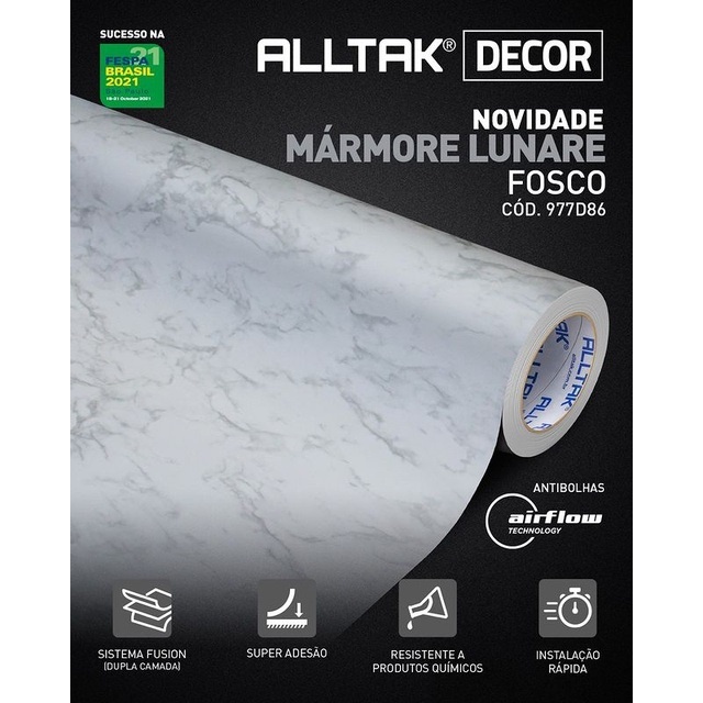 Vinil Adesivo Lavável de Mármore Lunare Fosco Para Envelopamento Decorativo Pia, Bancada, Box Cozinha, Mesas. 0,60 CM
