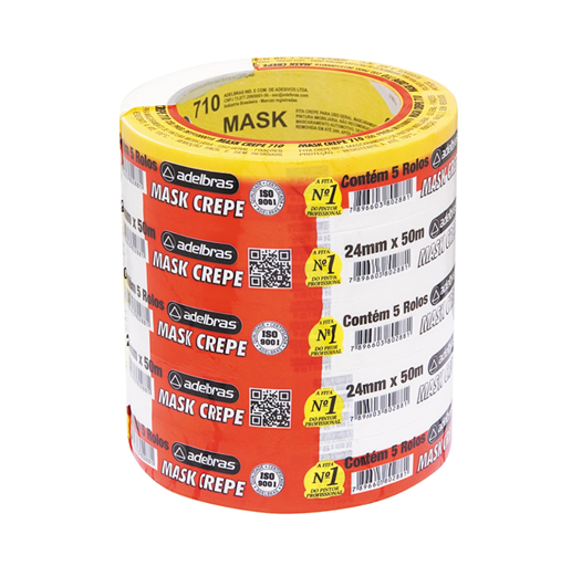 Fita Crepe Mask 710 Imobiliária 24mmx50m C/ 5 Rolos Adelbras