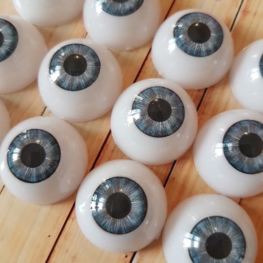 6 pares olhos acrílico 22 mm Azul acinzentado( boneca de pano, bebê reborn, boneco, fantoche, olho, artesanato)