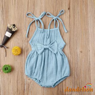 Mu ღ-0-2 Anos Meninas Do Bebê Verão Cor Sólida Plissado Sem Mangas Arco Design De Cintura