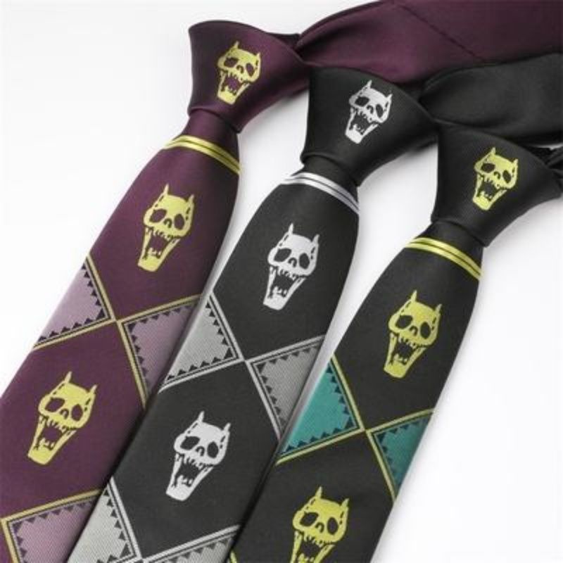 Versão Japonesa JOJO Kira's Bizarre Adventure/Gravata Masculina/Feminina De Duas Dimensional/Anime/Caveira/Merchandise