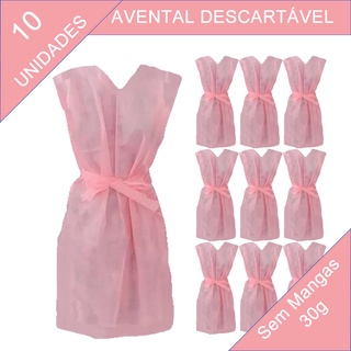 Avental Descartável 30g Rosa Sem Mangas - 10 Unidades
