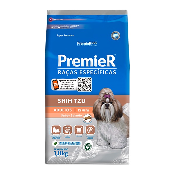 Ração Premier Raças Específicas Shih Tzu para Cães Adultos Sabor Salmão - 1Kg