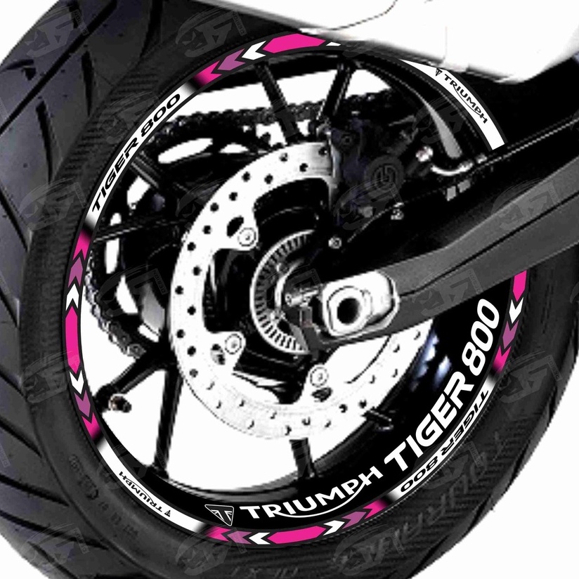 Adesivo Friso Refletivo Roda Moto Triumph Tiger 800 XR XRX XRT Tiger 800 + Adesivos Internos M1 pink