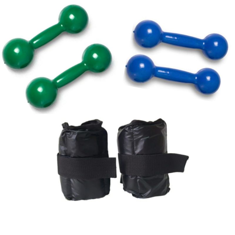 Kit Halter 1 Kg + Halter 2 Kg + Caneleira 2 Kg Polimet Com Garantia