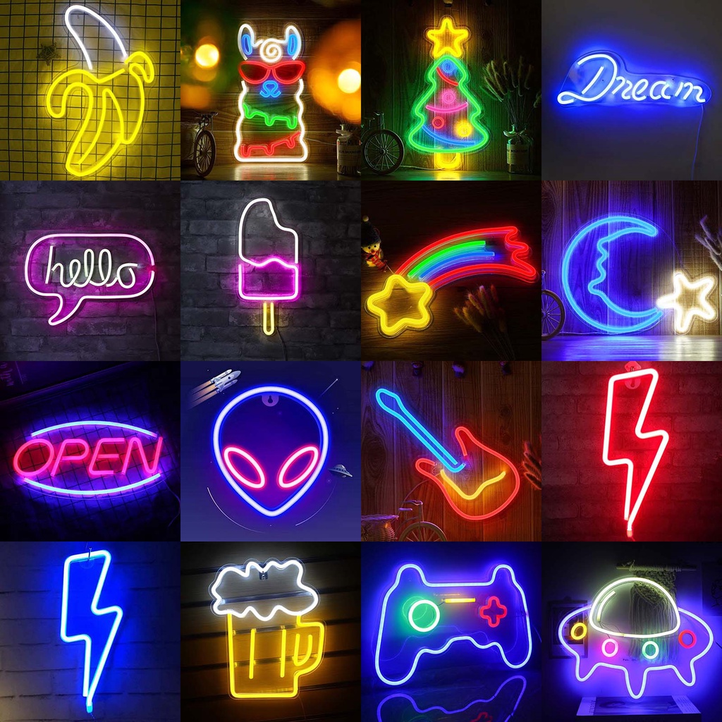 【Ready Stock】 LED Neon Sign Hanging Light Wall Decor, Acrylic Material Decorative Neon USB Powered Party Christmas, Bedroom