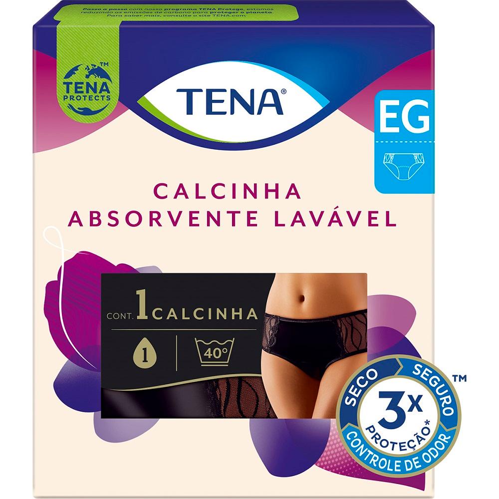 Calcinha Absorvente Tena Tamanho EG para Incontinência Urinária Preta - Health
