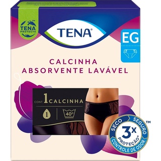 Calcinha Absorvente Tena Tamanho EG para Incontinência Urinária Preta