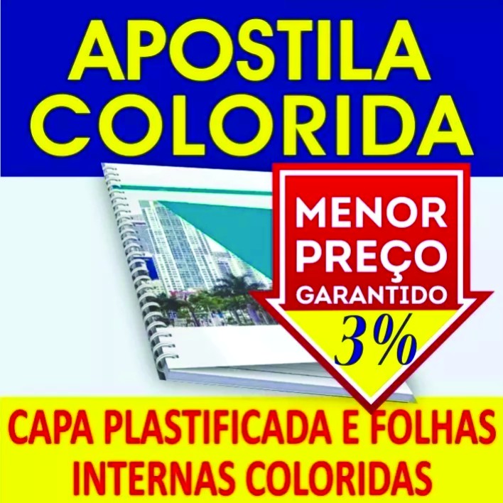 Impressão Apostila Colorida Com Capa Colorida Plastificada 31 Páginas Coloridas Frente E 3221