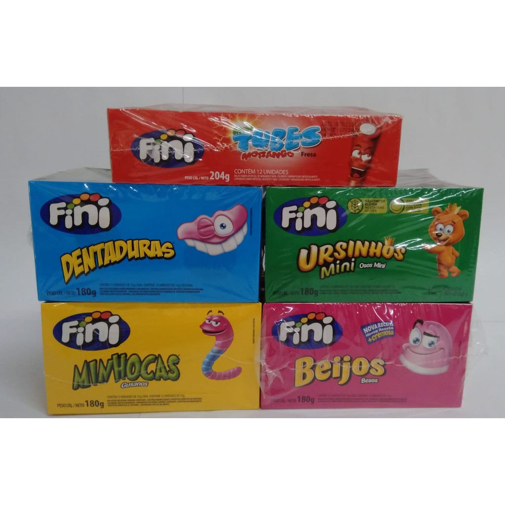 5 Caixas De Bala Fini -c/ 12 Uni Cada Atacado Sacolinha | Shopee Brasil