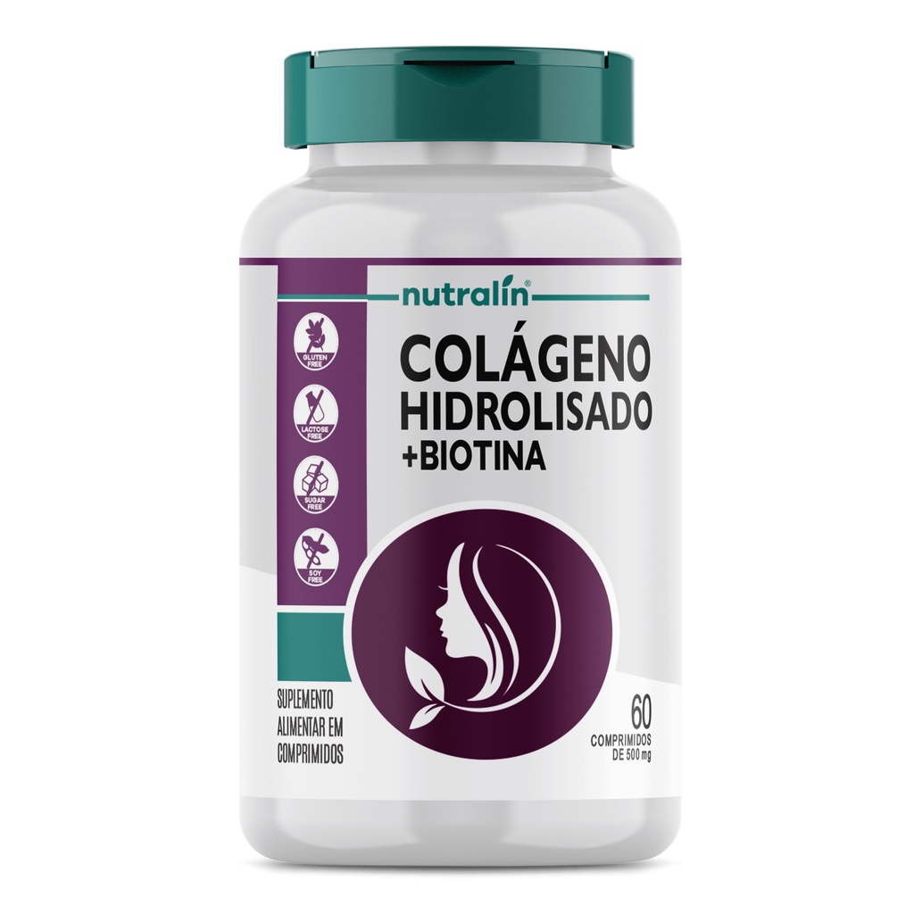 Colágeno Hidrolisado com Biotina - 60 comprimidos Nutralin Fórmula Premium em Oferta na Shopee