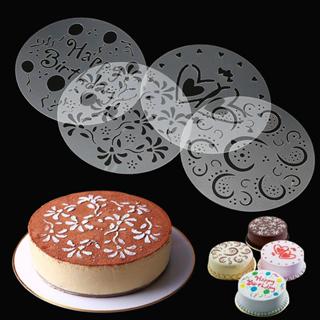 4Pcs Bolo Spray Mold De Aniversário Decoração Stencils Modelo Pastelaria Cozimento Ferramentas Kek em Oferta na Shopee