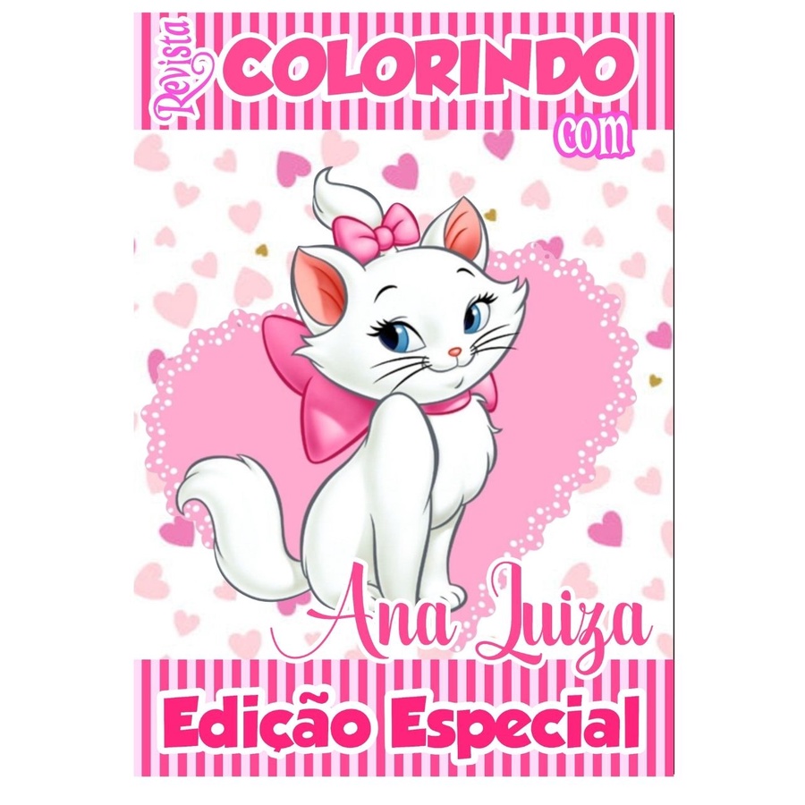 Livro De Colorir Personalizado / Revistinha de Colorir - Tema Gata Marie