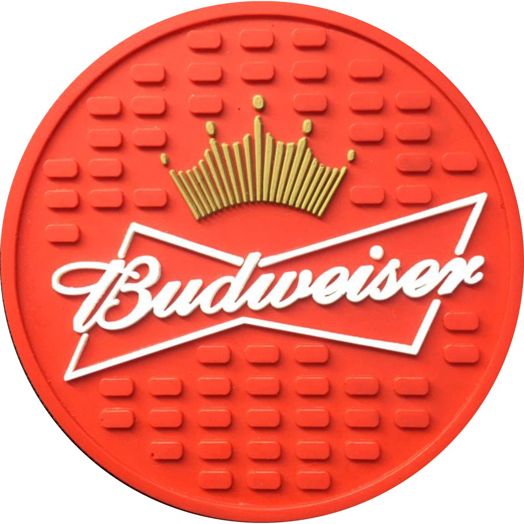 Kit 6 Porta Copos Budweiser - Bolacha De Chopp Emborrachado Alto Relevo