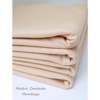 Malha Cardada Manteiga - Corte de 0,50 mt x 1,80 mt de largura total tubular