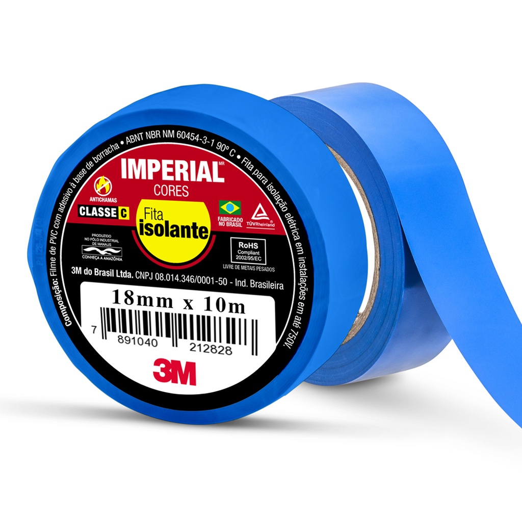 Fita Isolante Azul 10 Metros x 18mm Imperial Cores Uso Geral 3M em Oferta na Shopee