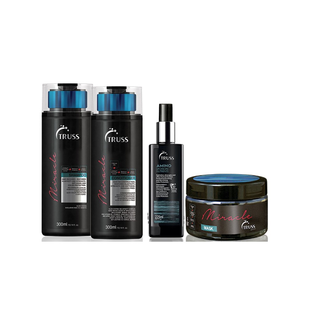 Truss Miracle Shampoo e Condicionador e Amino e Máscara Miracle