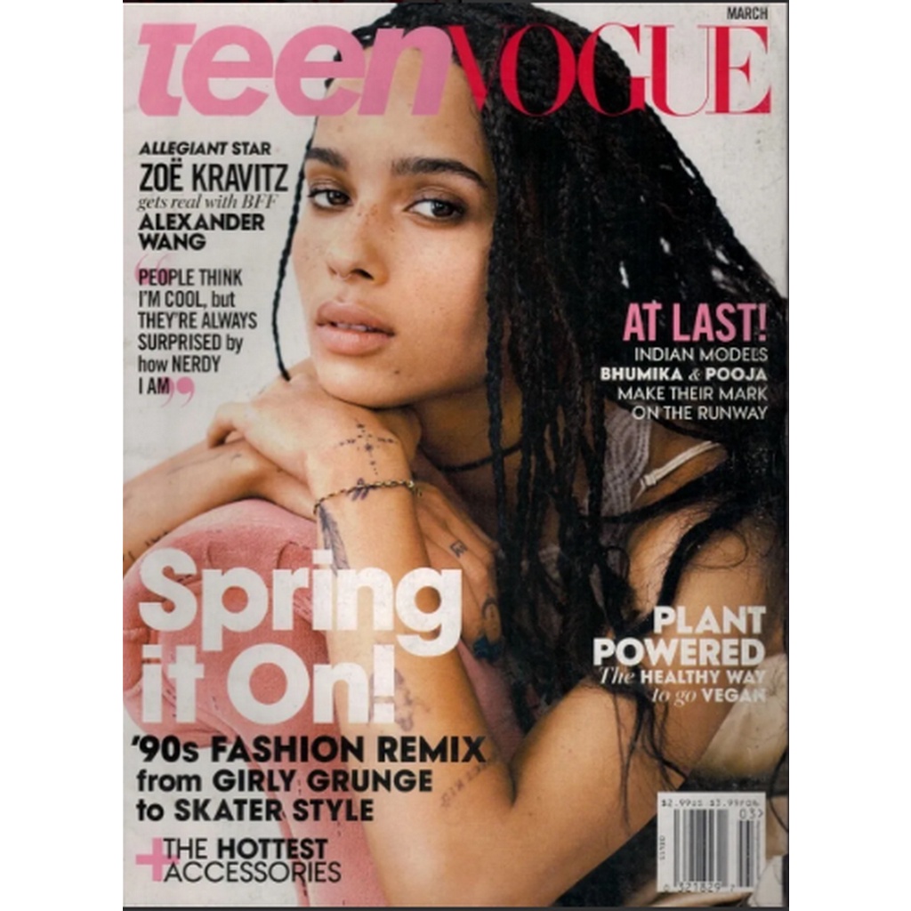 REVISTA TEEN VOGUE, DE MARÇO DE 2016, COM ZOE KRAVITZ NA CAPA.