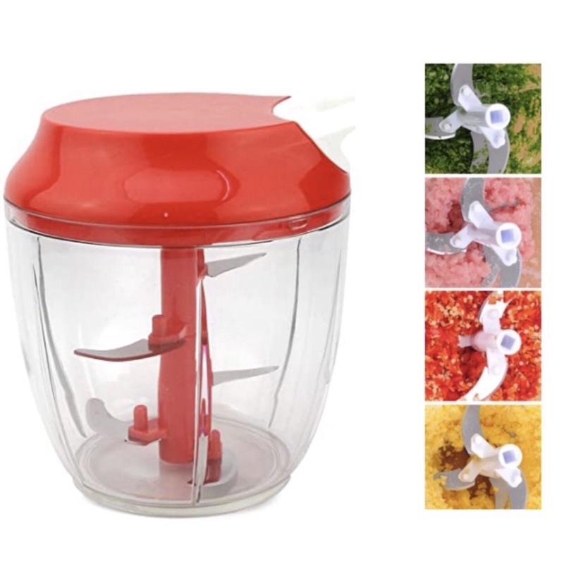 Super Processador Triturador Alimento Manual Grande 5 lâminas Inox 900ML