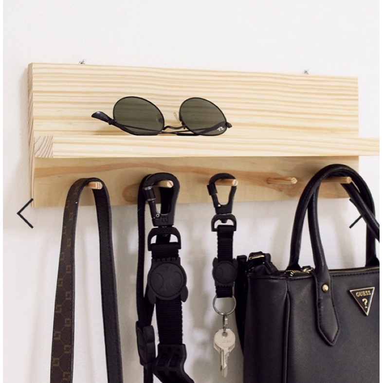Prateleira, Porta chaves, Bolsas, Carteiras, Óculos de Pinus, Rústico, Natural