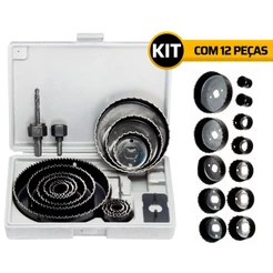Jogo Kit De Serra Copo P/ Madeira 12 Peças MTX