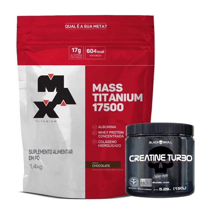 Hipercalórico Mass Titanium 17500 - 1.4KG + Creatina Turbo - 150g