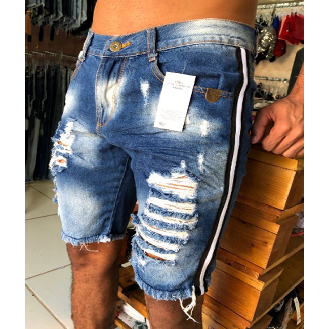 bermuda jeans masculina destroyed