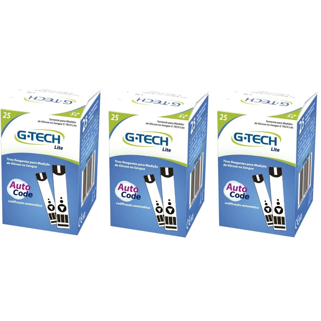 Kit Com 150 Tiras Fitas Lite De Glicemia GTech Lite