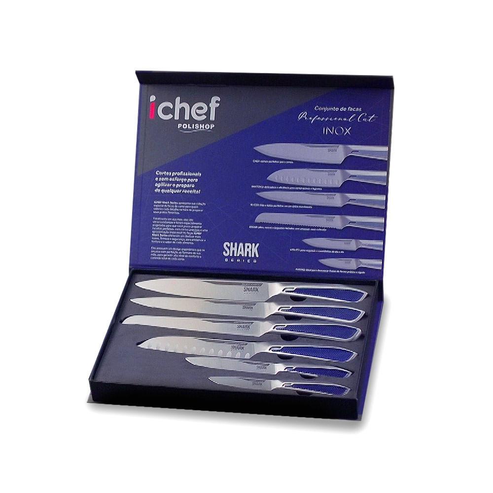 Conjunto de Facas Professional Cut Inox Ichef SHARK SERIES - Home & Living