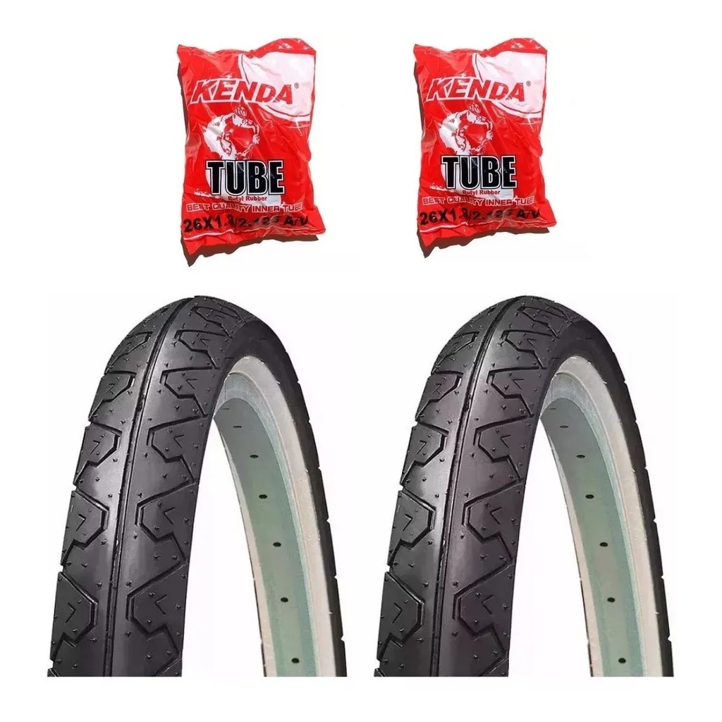 Par Pneu Bicicleta Kenda Slick Urbano Aro 26 X 1.95 Faixa Branca Retro + 2 Camaras em Oferta na Shopee