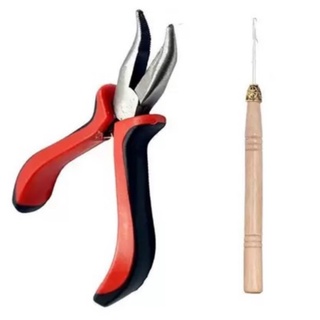 Alicate Mega Hair Ponta Curva + Agulha Para Mega Hair