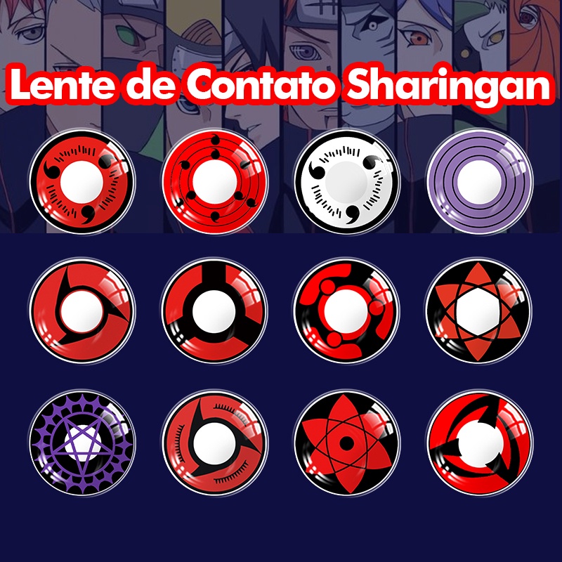 Lentes de contato Sharinga Naruto Lente De Contato Colorida Rinnegan Lentes Cosplay Anime para Halloween maquiagem olhos grandes em Oferta na Shopee