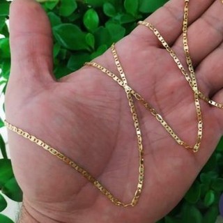 Corrente Peastrine Aço Masculina Cordão 60cmX3mm Folheado Ouro