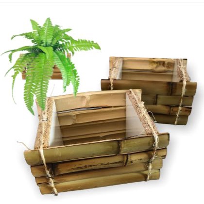 Kit 3 Vaso cachepô bambu  Pequeno 14x10 para pendentes samambaia artificial natural