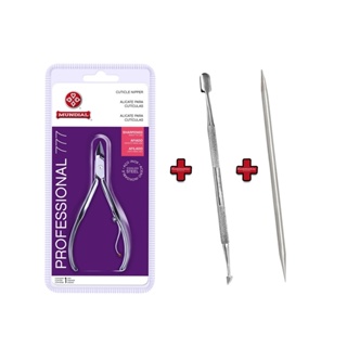 Alicate Cuticula Mundial 777 + Espatula + Palito (1 De Cada) em Oferta na Shopee