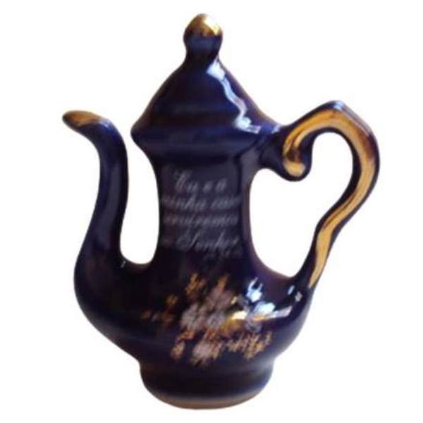 1010 Prd- Mini Bule- Antigo Bibelô- De Porcelana- Azul- 7 cm de Altura