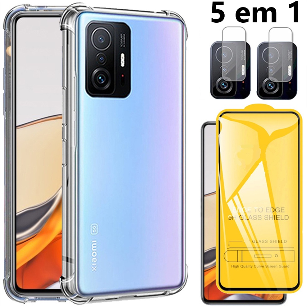 5-in-1, Case Para Mi11t/Mi11T Pro Shockproof Silicone Phone cases Mi11 Xiaomi 11t glass case + Pelicula