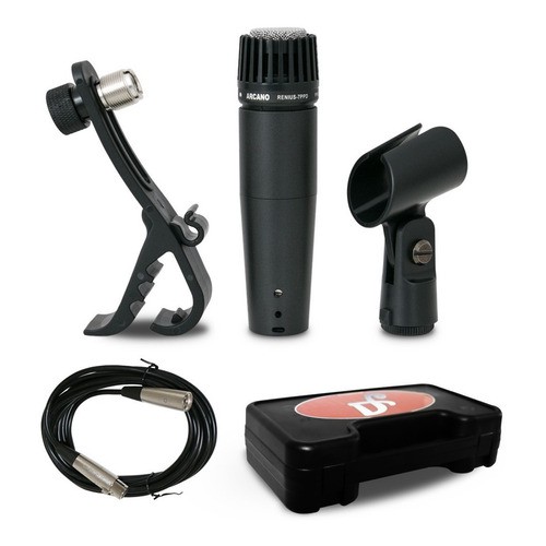 Microfone dinâmico Arcano Renius-7 PPD tamanho reduzido com fio XLR-XLR