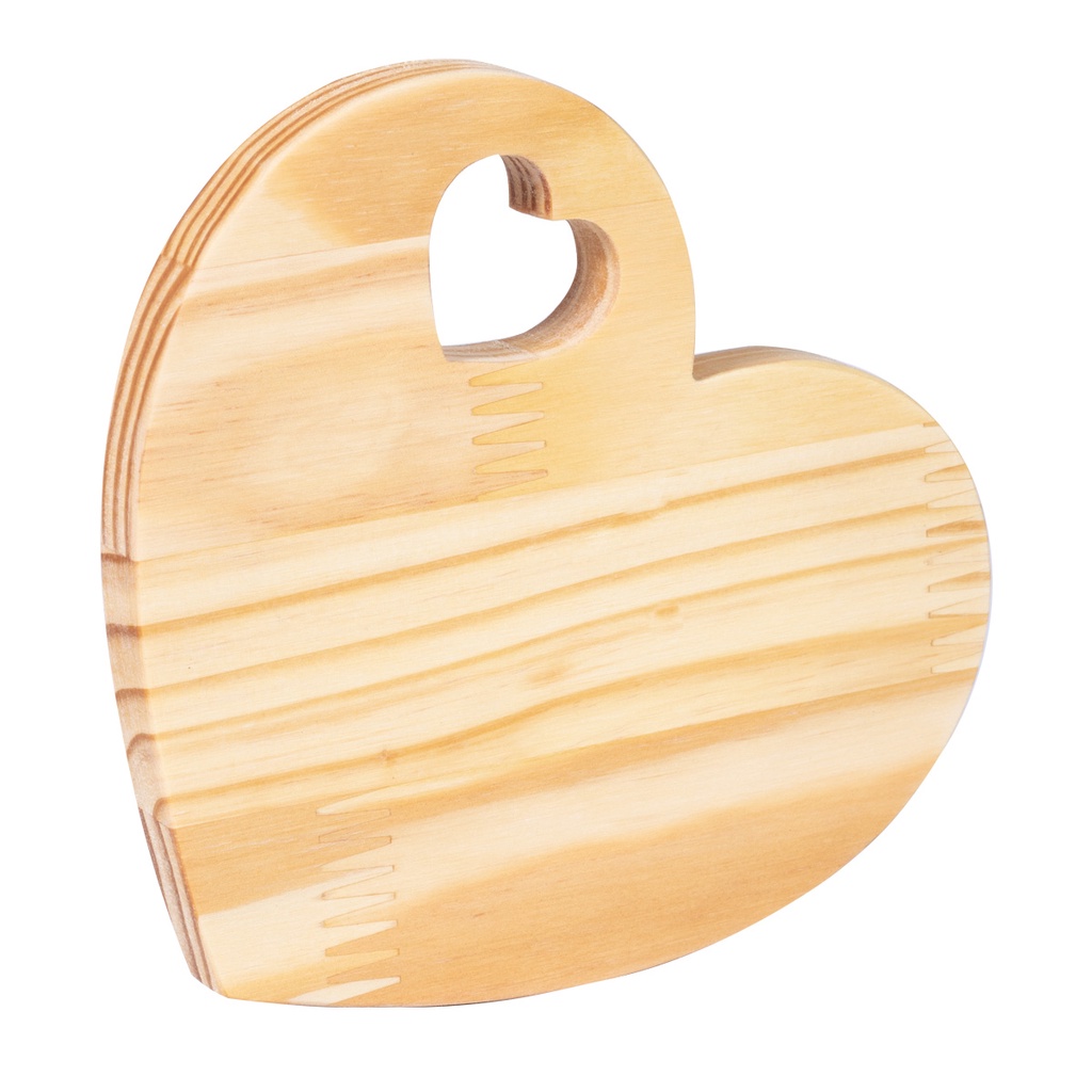 Tábua coração madeira para frios e decoração madeira tratada