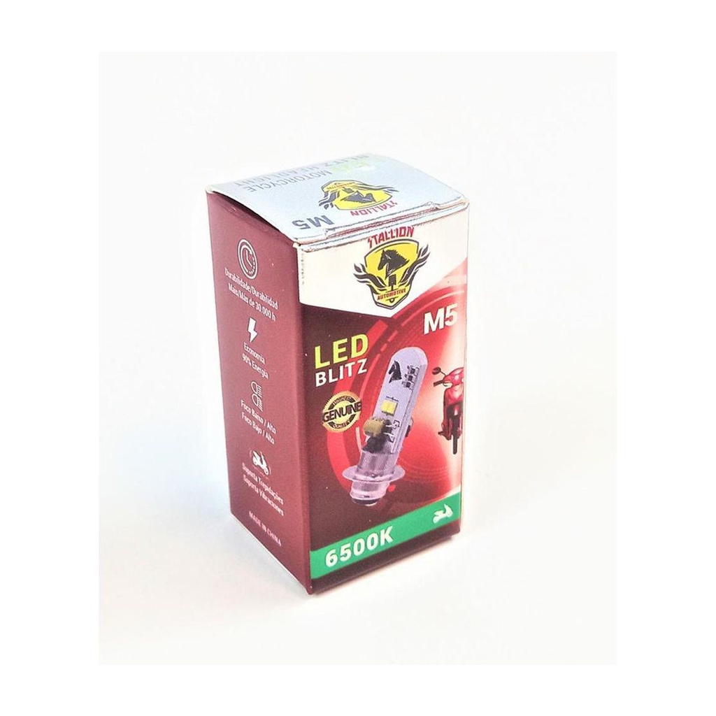 Lâmpada M5 LED Forte Stallion Biz Pop 100 110 Bros 2009 á 2012 6500K — imagem 2 de 2
