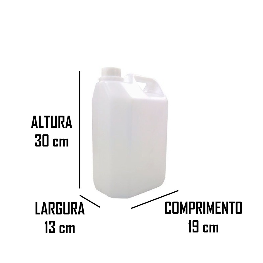 Galão de 5 Litros Plástico Branco Leitoso Virgem com Tampa com Lacre - 1 unidade
